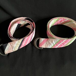 Striped Pink and Green Fabric Belts